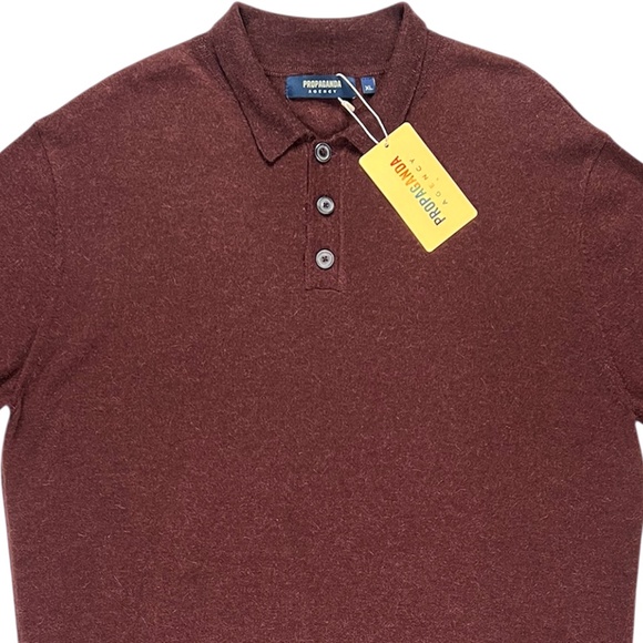 NWT Propaganda Agency Mens Baby Alpaca and Cotton Blend Polo Size XL - Picture 3 of 7